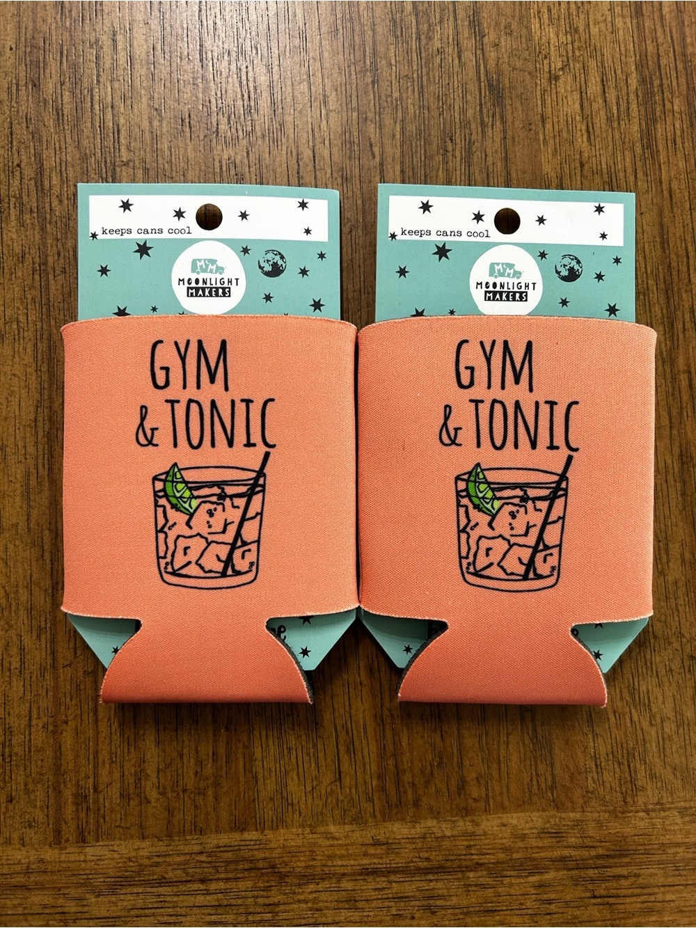 NEW Gym & Tonic Coral Can Cooler - set includes 2 - fits most standard cans